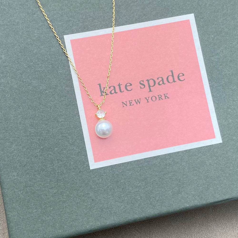 kate spade JP Princess Pearl Pendant Gold Zircon Diana Choker Round Luster